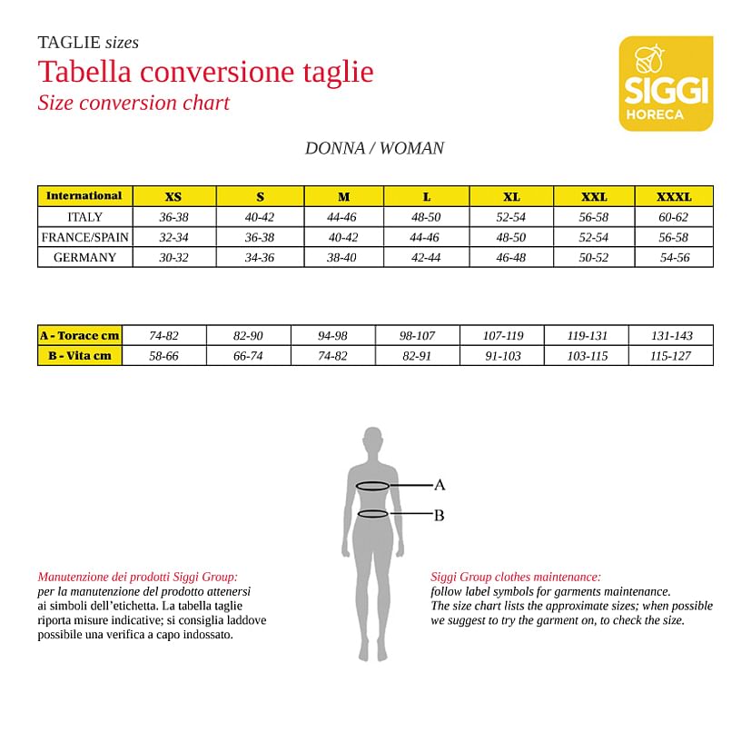 Tabella shop conversione taglie